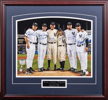 New York Yankees Perfect Game Battery Mates Multi Signed and Framed to 28.5x26.5" "Yankee Stadium Perfection" Photo Collage with 6 Signatures Including Yogi Berra and Don Larsen (Steiner)